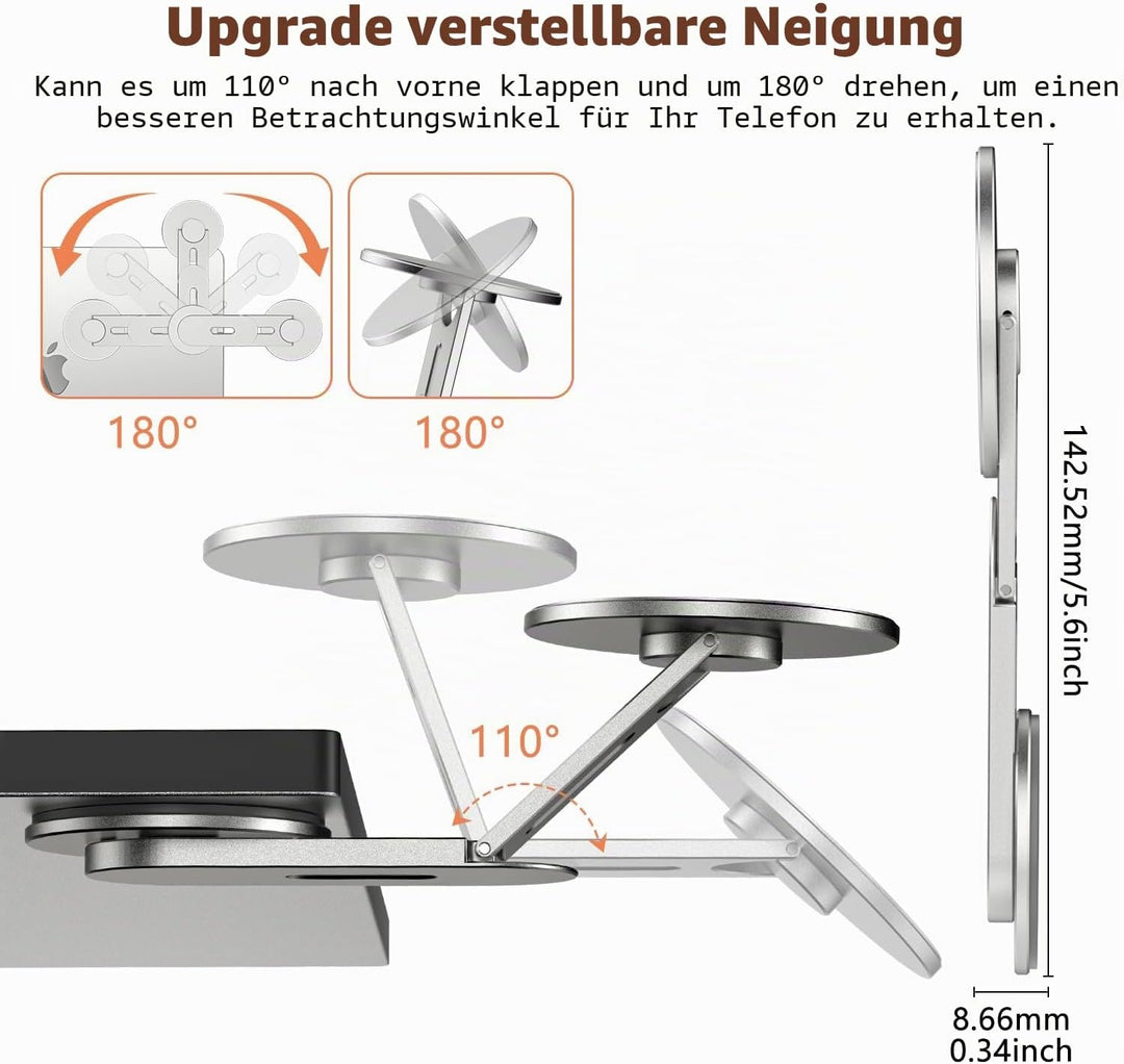 Magnetische Laptop Handy Ständer [110° Faltbar & 180° Einstellbare], Metall Handyhalterung Kompatibe