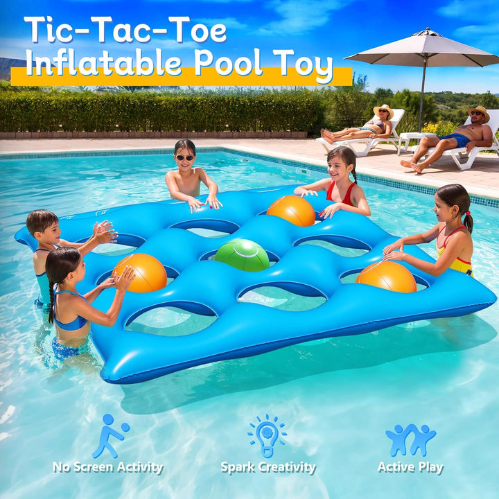 Luxfero Aufblasbares Wasserspielzeug, Tic Tac Toe Pool Spielzeug mit 10 Aufblasbarer Ball, Aufblasba