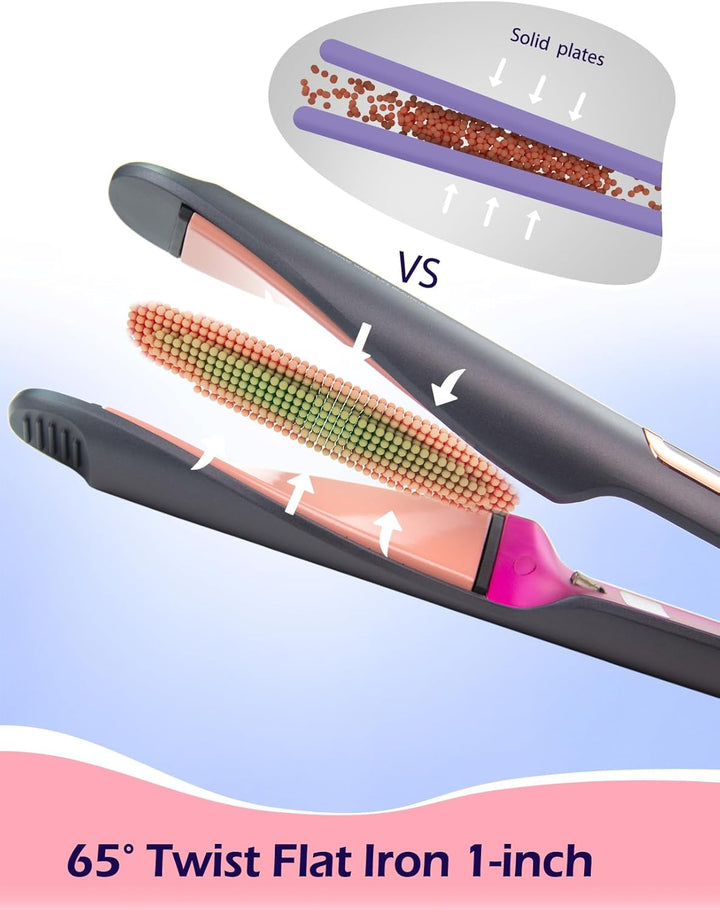 ANGENIL Pro Twist Haarglätter für Damen, Haarglätter und Lockenstab 2 in 1 mit Dualspannung, Runder