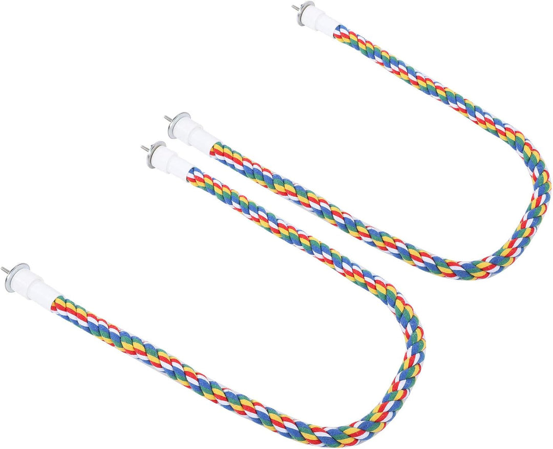 2Pcs Birds Cotton Rope Bunt gefärbte Bird Rope Barsche Handgefertigte Kauspielzeug Papagei Schaukeln