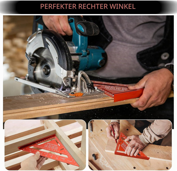 90° Winkelanschlag + Metrisch Imperial Dreieckslineal, CNC-gefräster 90° Anschlag mit Kantenführung,