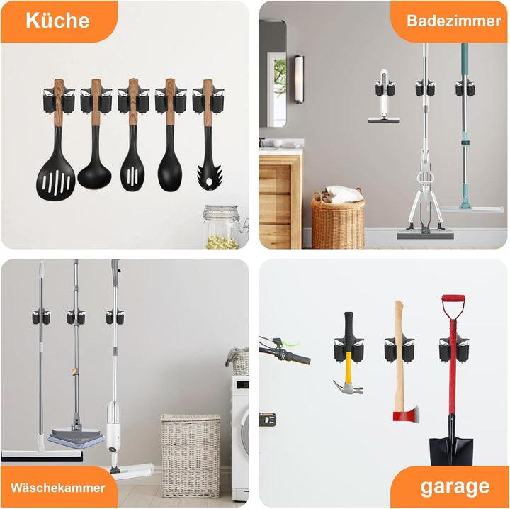 GARTOL Besenhalter Wand, Gerätehalter, Gartengerätehalter, Edelstahl Wandhalterung für Wischmopp, Be