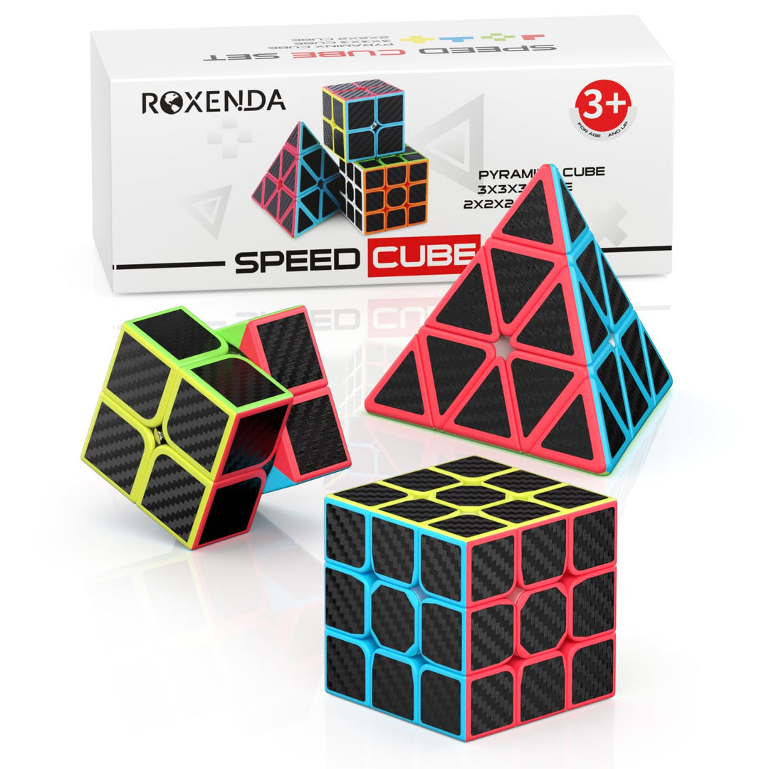 Roxenda Zauberwürfel Set, Original Speed Cube Set mit 2x2 3x3 Pyramide Speedcube, Einfaches Drehen &