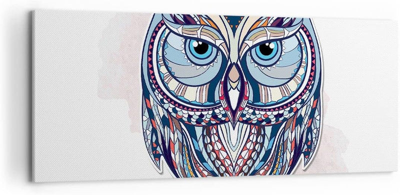 Wandbilder Dekoration Wohnzimmer Owl aztekische Tierwelt Grafik Panorama Bilder auf Leinwand 120x50c