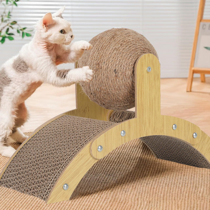Kratzbrett für Katzen, Katzenspielzeug, 2-in-1 Katzenbett &amp; Kratzspielzeug mit Kratzball, ideal zum
