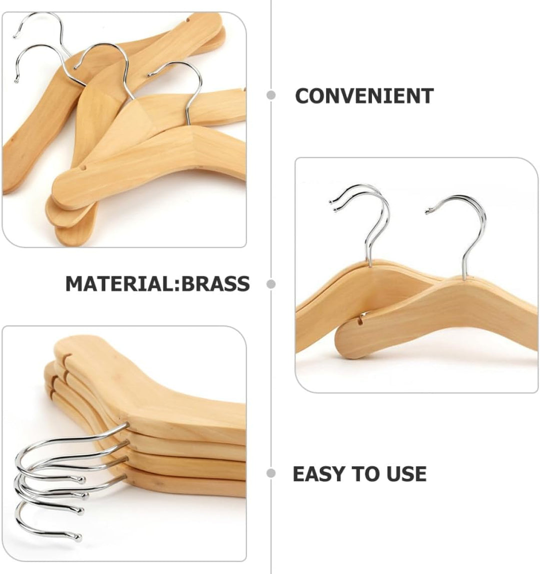 BESTOYARD Holzkleiderbügel Starke und Verformungsbeständige aus Khaki und Edelstahl 5 Stück Babyklei