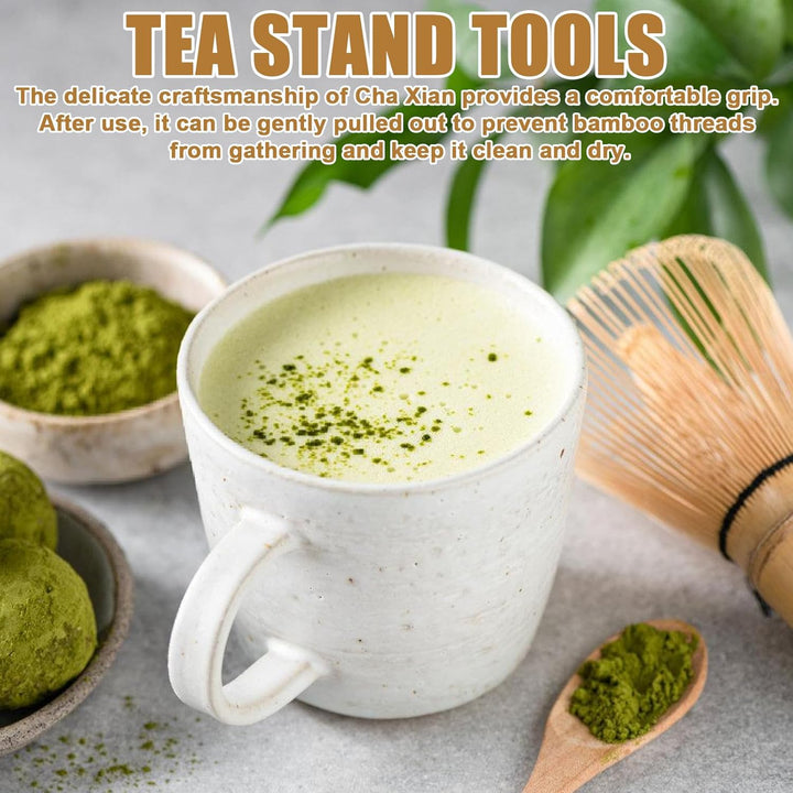 4 Stück Matcha Set, Matcha Besen Set, Matcha Tee Set, Matcha Besen Set, Matcha Schale mit Ausgiesser