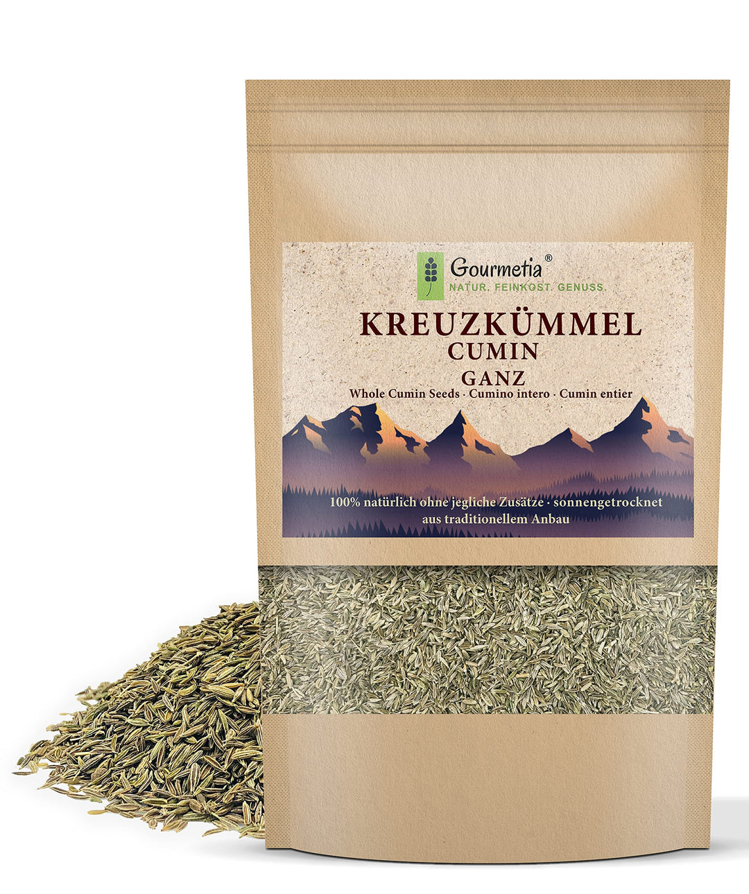 Gourmetia Kreuzkümmel Cumin ganz 900g, Kreuzkümmelsamen aus traditionellem Anbau - 100% naturbelasse