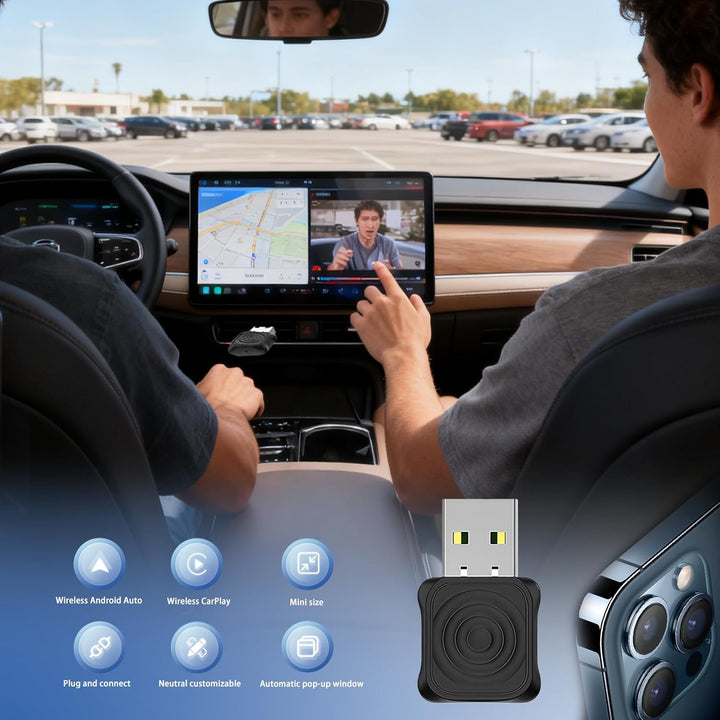 CarPlay Wireless Adapter, 2 in 1 Wireless CarPlay Adapter kabelgebunden zu kabellos, Plug & Play, US