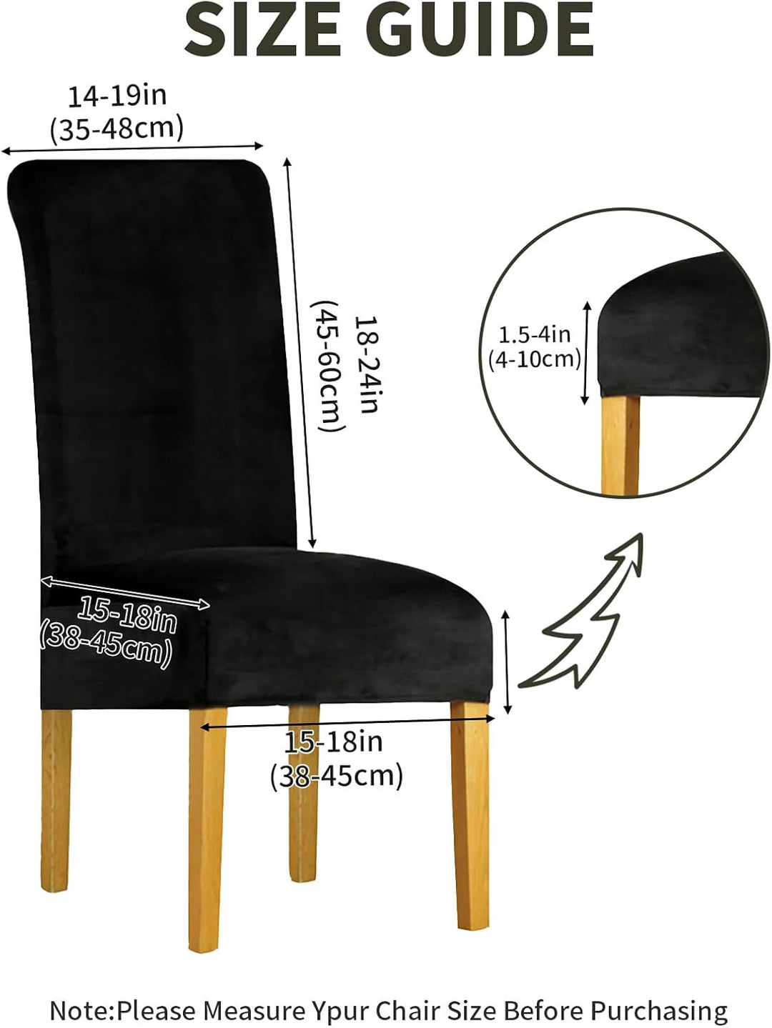 LANSHENG Stuhlhussen 2er Set, Universelle Abnehmbare Waschbar Samt Stuhlhussen, Universale Stretch E