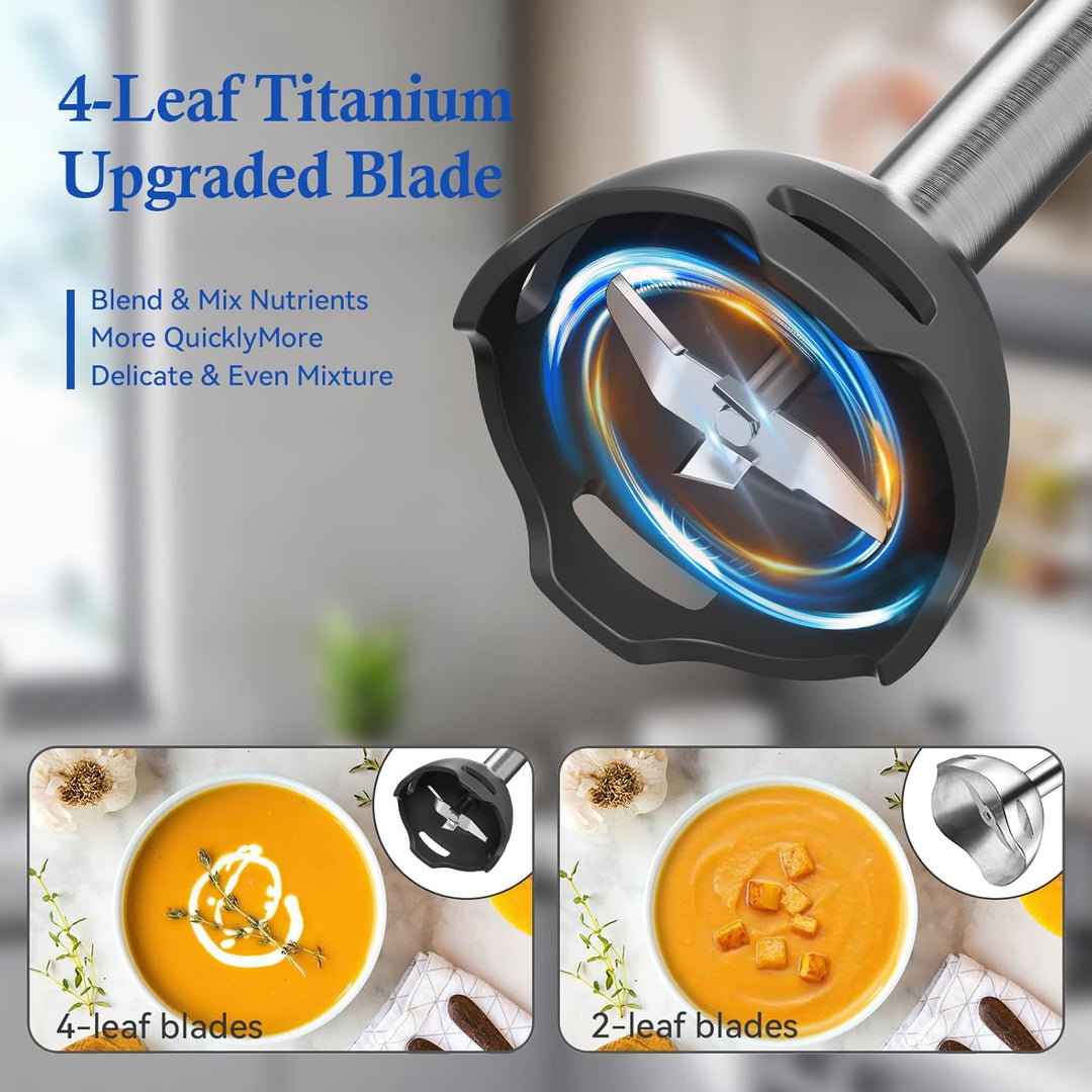 Anybear Immersion Blender, 1100W 2-in-1 Hand Held Blender with Full Copper Motor & Stainless Steel B