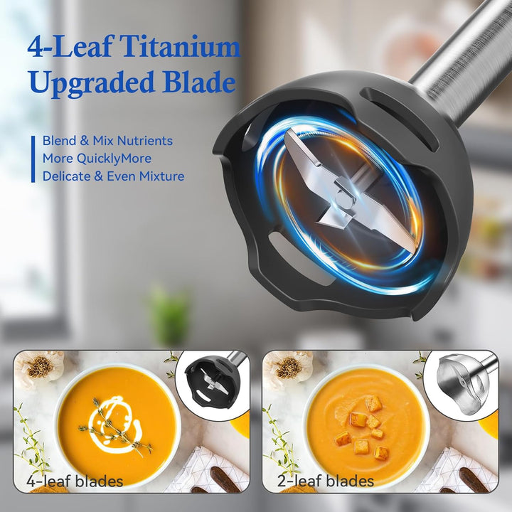 Anybear Immersion Blender, 1100W 2-in-1 Hand Held Blender with Full Copper Motor & Stainless Steel B