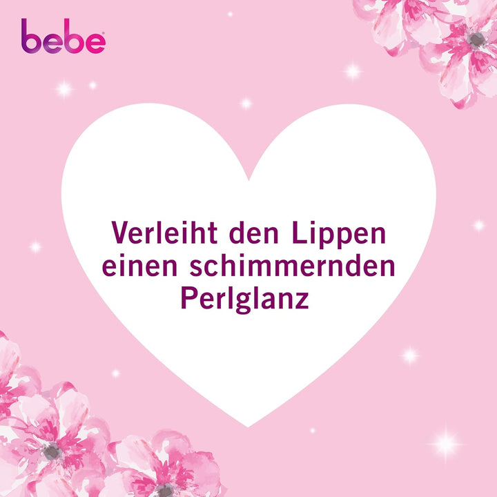 bebe Perlglanz Lippenpflege, Lippenpflegestift mit Rosenölextrakt und Sheabutter, verleiht den Lippe