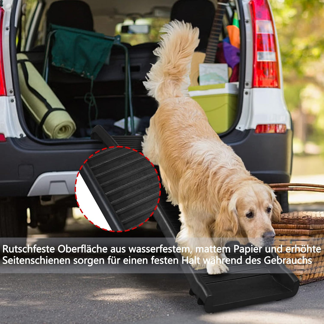 YUENFONG Hunderampe Hundetreppe Hundeautorampe aus Kunststoff, Klappbare Rampe mit Rutschfester Ober