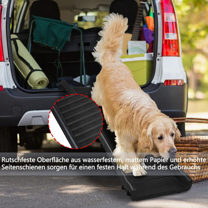 YUENFONG Hunderampe Hundetreppe Hundeautorampe aus Kunststoff, Klappbare Rampe mit Rutschfester Ober