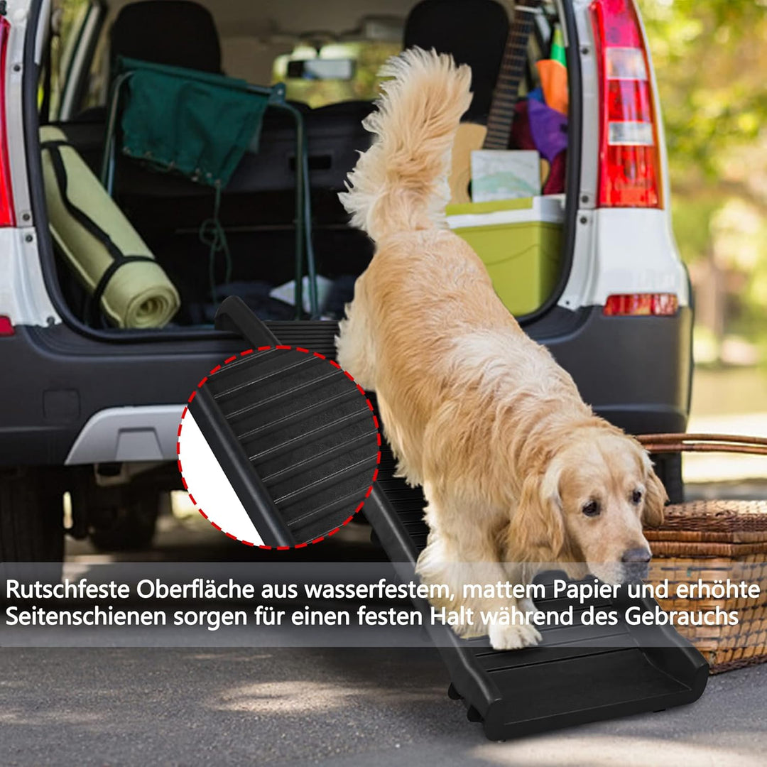 HENGMEI Hundetreppe Hunderampe Auto Faltbare Kunststoff Hunde Auffahrrampe Kofferraum Einstiegshilfe