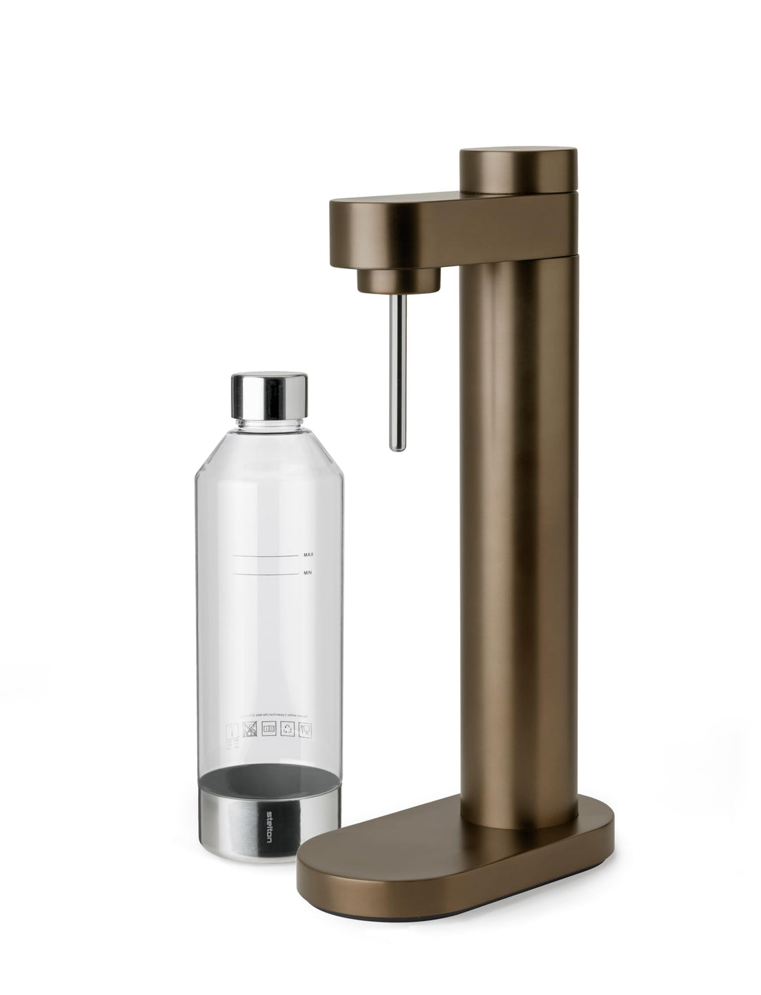Stelton Brus Wassersprudler mit flasche, Premium Carbonator für Wasser mit CO2 - Einstellbare Sprude