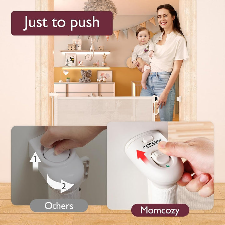 Momcozy Treppenschutzgitter Ausziehbare für Babys, 0-140 cm, 83 cm Hoch Baby Absperrgitter Treppensc