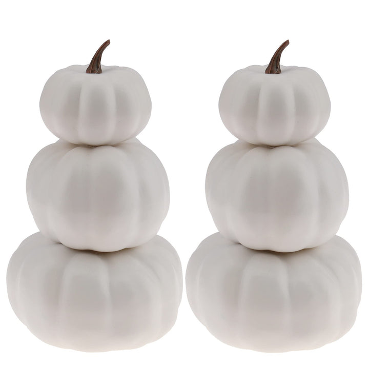 Gresorth 2 Pack Weiss Kürbisse Stapelbar Gefälschte Künstliche Halloween Deko DIY Lackierbar Kürbis