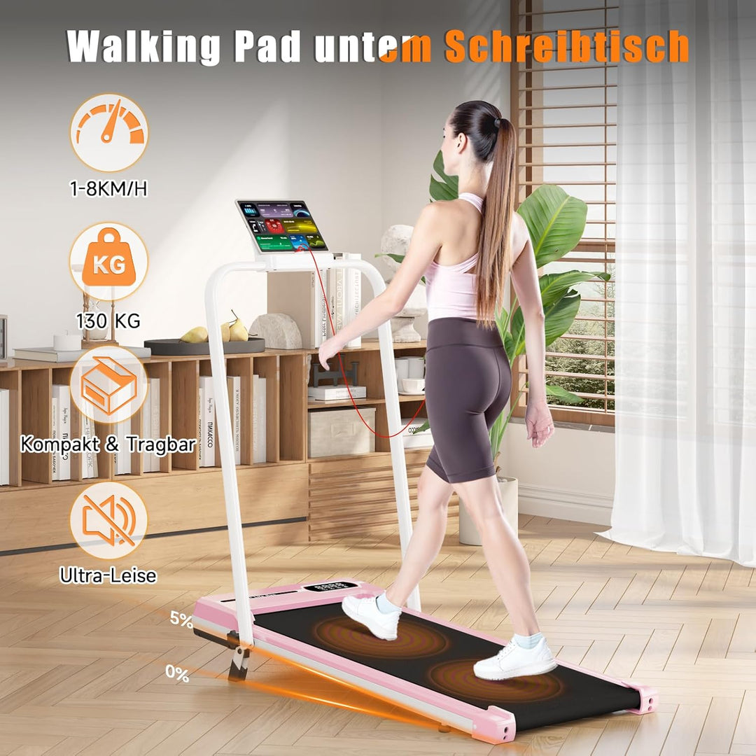 Dskeuzeew Walking Pad Klappbar mit Neigung - 4 in 1 Laufband mit 7% Steigung für Zuhause Laufpad Geh