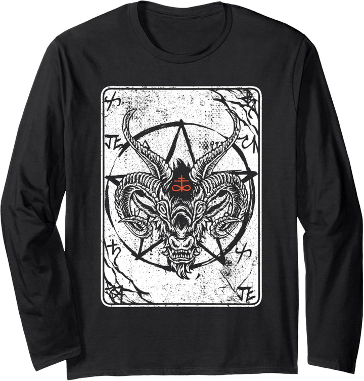 Baphomet Okkult Satan Antichrist Luzifer 666 Ziegen Baphomet Langarmshirt