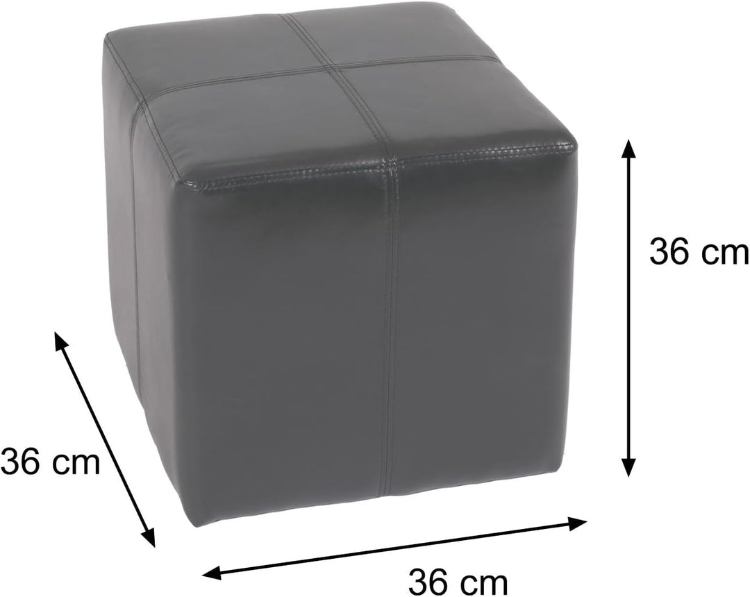 Mendler 2er-Set Sitzwürfel Hocker Sitzhocker Onex-AM, Leder + Kunstleder, 36x36x36cm - schwarz