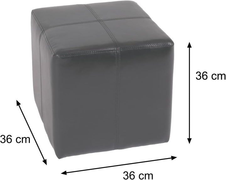 Mendler 2er-Set Sitzwürfel Hocker Sitzhocker Onex-AM, Leder + Kunstleder, 36x36x36cm - schwarz