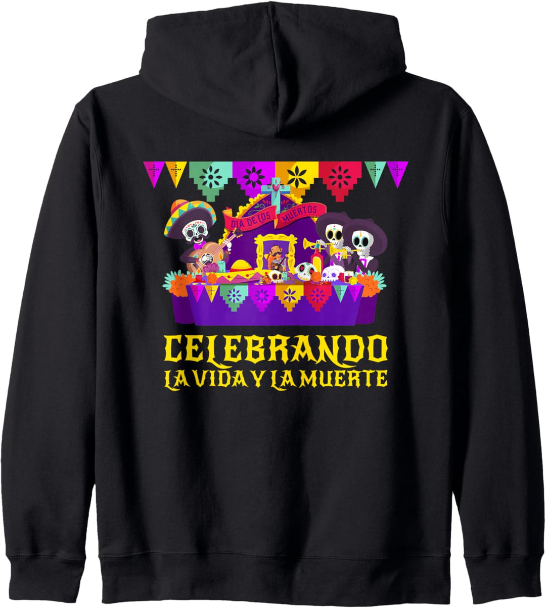 Día De Los Muertos Familien-Altar mit Zuckerschädeln Mariachis Kapuzenjacke