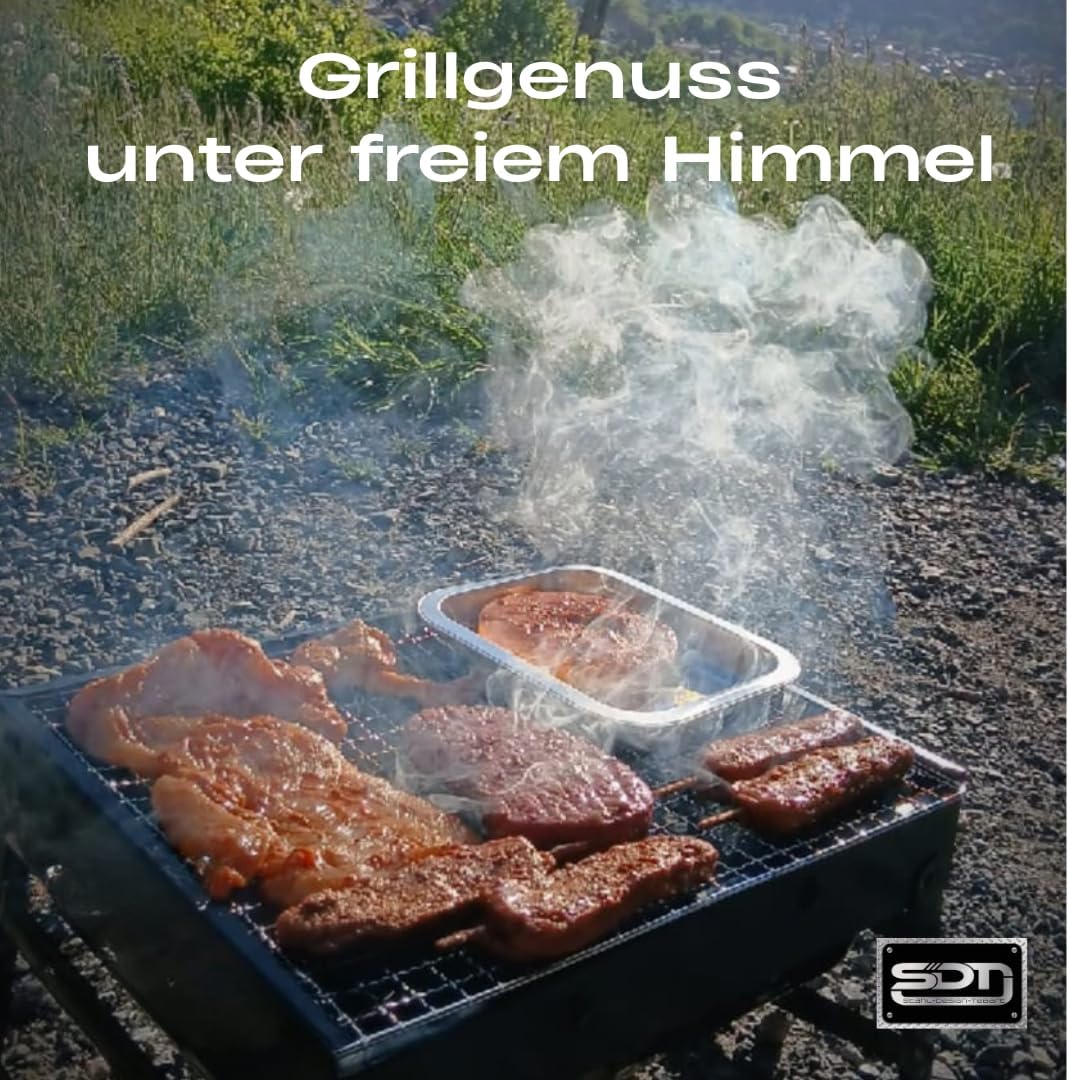 Kompakter Grill mit Griff – Vielseitiger und mobiler Holzkohlegrill mit entnehmbarem Ascheauffangbeh