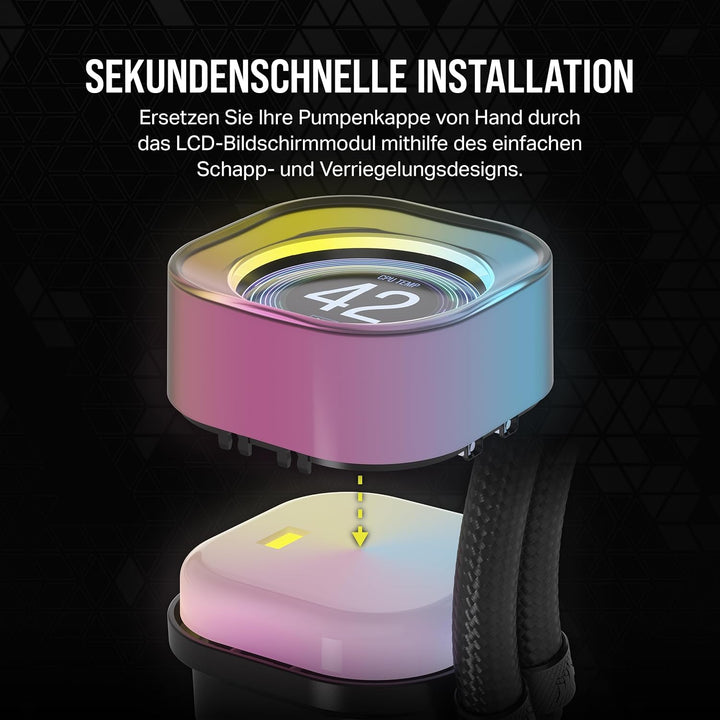 CORSAIR iCUE LINK AIO LCD-Bildschirmmodul - 2.1" IPS LCD-Bildschirm - 24 Einzeln Adressierbare RGB-L