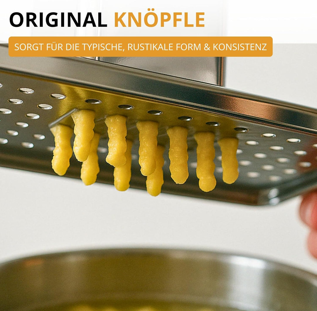 Westmark Spätzlehobel Knöpfle Inox – Edelstahl Spätzlereibe für feine Knöpfle & Spätzle – Mit Schlit