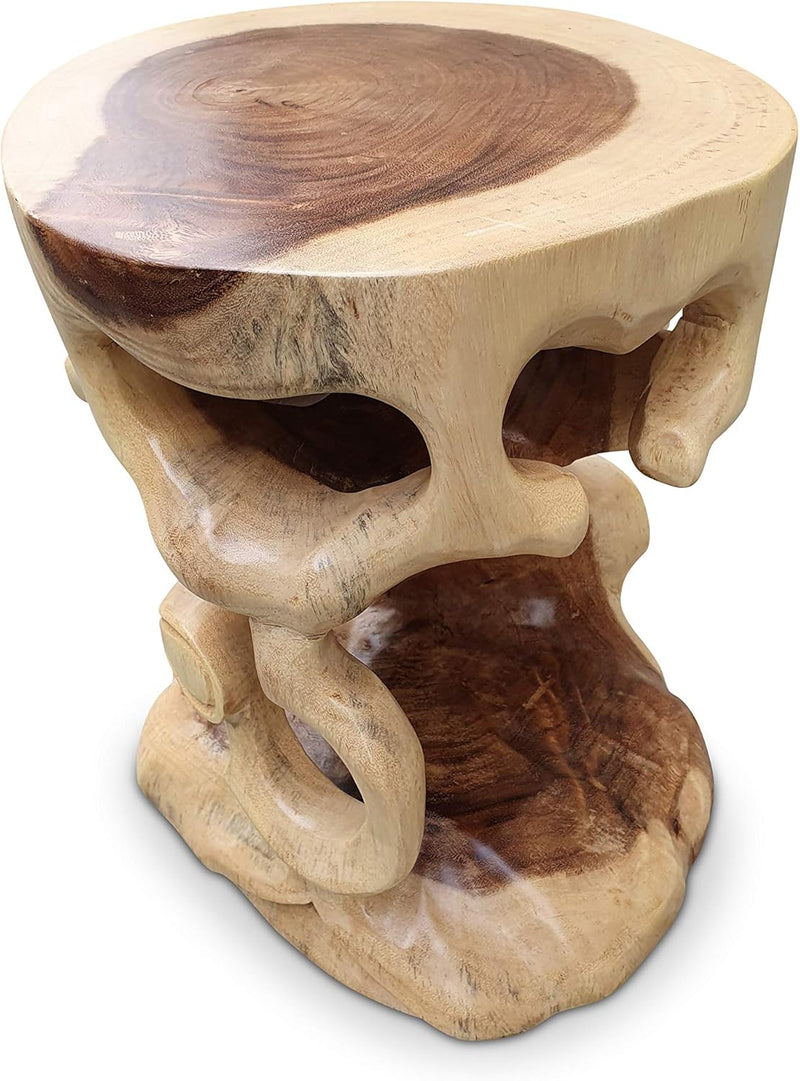 Kinaree Suar Beistelltisch Bonsai - 40cm Blumenhocker - Suar Holz Hocker in 2 Varianten Natur, Natur