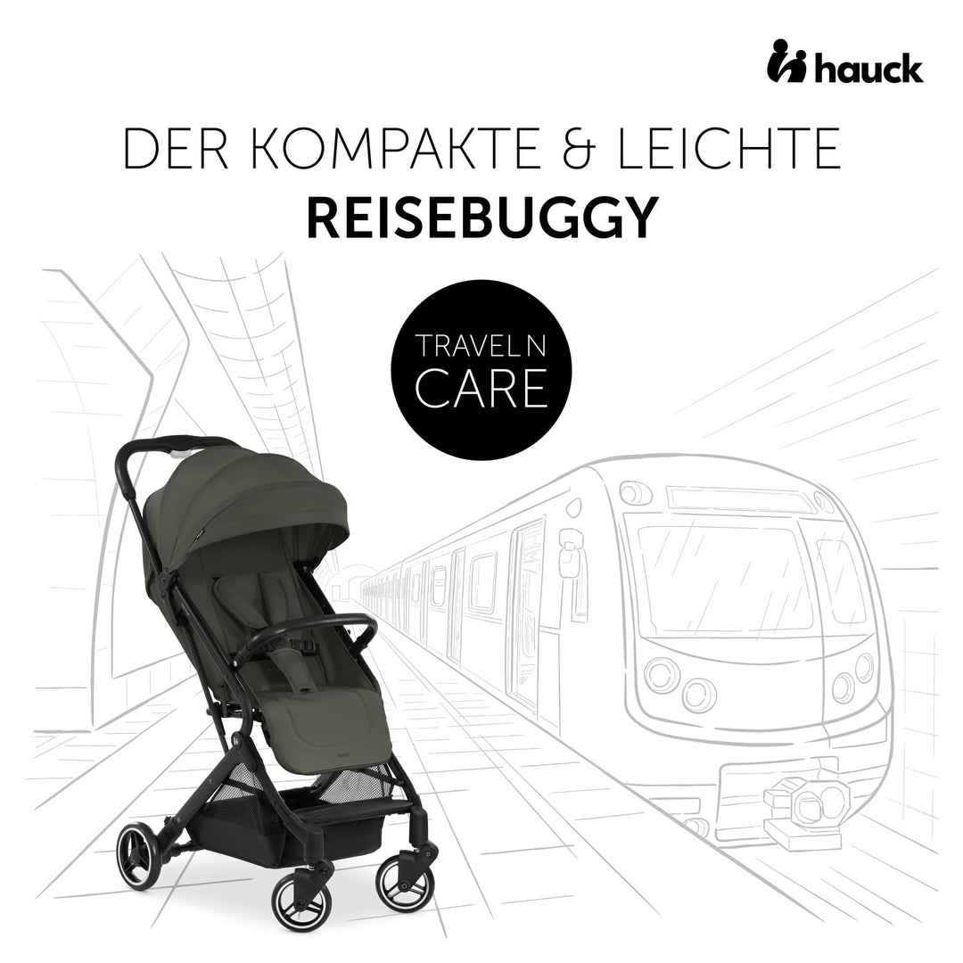 hauck Travel N Care, Dark Olive - Reise Buggy für Kinder ab Geburt bis 22 kg - mit Liegefunktion - L