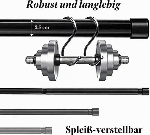 Gardinenstange, 76-450 cm Gardinenstange für Fenster mit Rundem Endstück Einzel mit Finials aus Edel