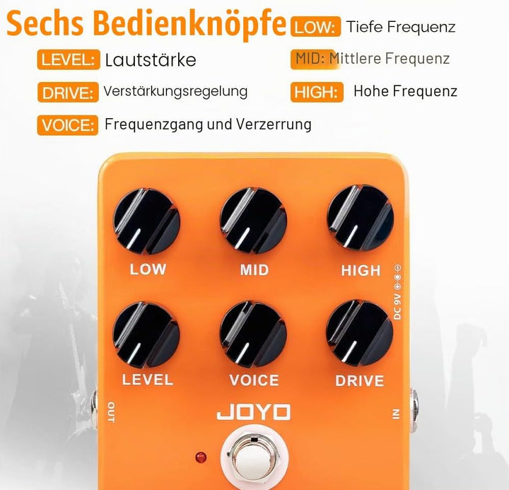 JOYO Overdrive Gitarreneffektpedal Verstärker Simulation Verzerrungspedal für E-Gitarre – Bypass (Ox