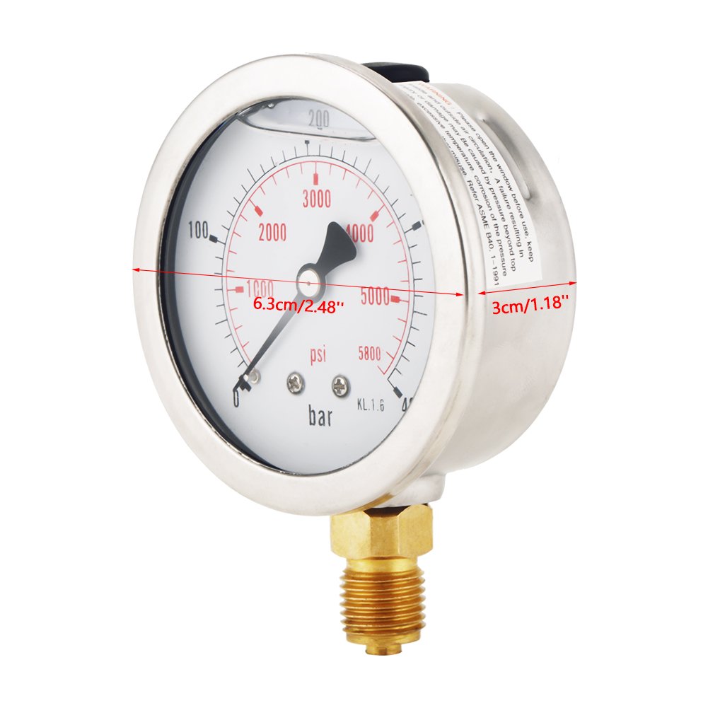 0-400BAR 0-5800PSI G1 / 4 63mm Messuhr Hydraulische Manometer Hohe Präzision MEHRWEG VERPACKUNG soci