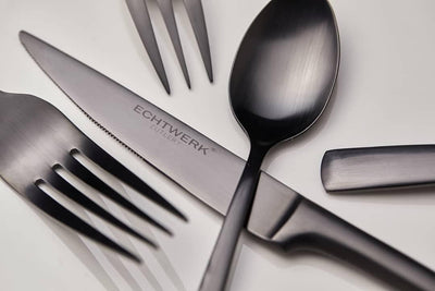 ECHTWERK Tafelbesteck Avelino, Black Edition, 30-teilig, Essbesteck für bis zu 6 Personen, Edelstahl