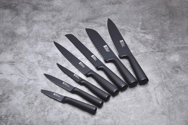 BERGNER Black Blade | Messer Santoku | Edelstahlklinge 17,5 cm | Ergonomischer, Ausgehöhlter Griff |