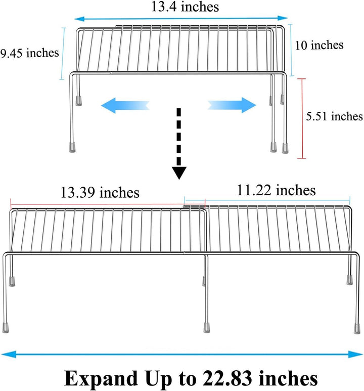 Küchenschrank, erweiterbares Regal-Organizer-Set, 6 Stück, verstellbare Metalldraht, Speisekammer-Au