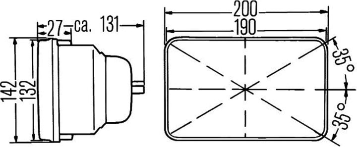 HELLA - Halogen-Hauptscheinwerfer - 12/24V - Referenzzahl: 17.5 - Bügelbefestigung/Anbau - Stecker: