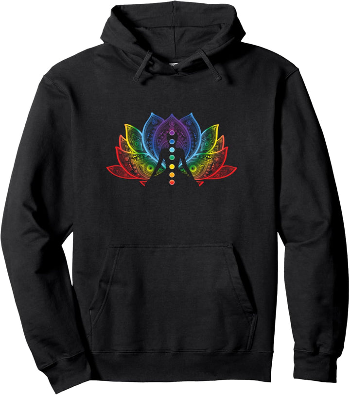 Regenbogen Lotusblume Chakren Meditation Yoga Geschenk Pullover Hoodie