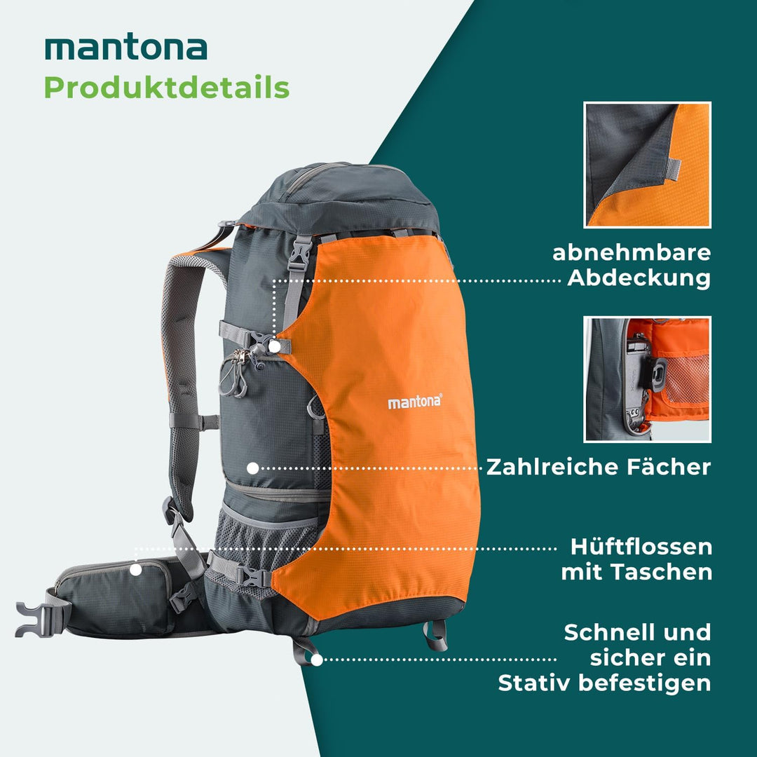 Mantona Kamerarucksack elementsPro 40 - Professioneller Outdoor-Kamerarucksack mit anpassbaren Innen