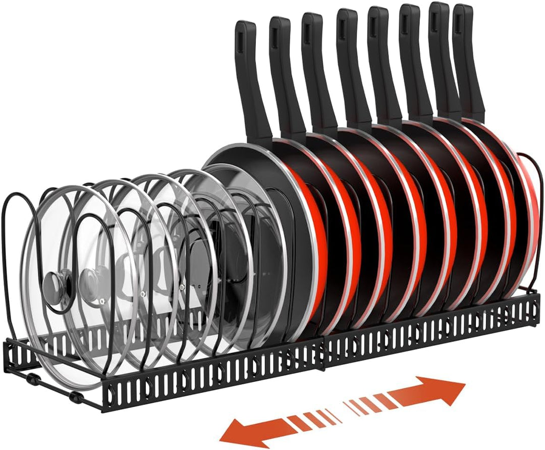 Housolution Pfannenhalter für Schublade, Erweiterbarer Topfdeckelhalter mit 14 Verstellbaren Teiler,