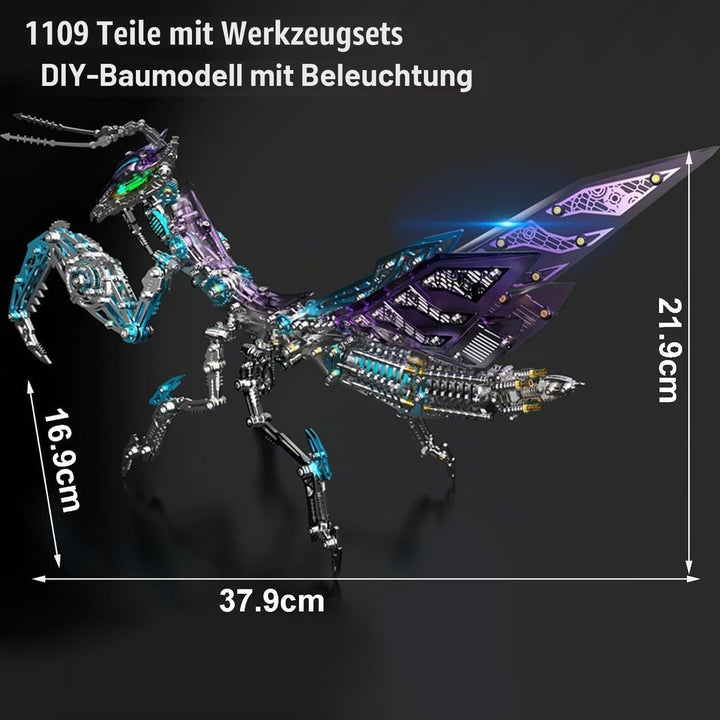 Bunte 3D Metall Puzzle Erwachsene Mantis mit Licht, 3D Modellbausatz Metall für Erwachsene mit Werkz