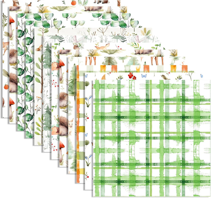 30x30 Scrapbook Papier Waldtiere Muster Doppelseitiges Decoupage Papiere, 12 Muster 24 Blatt Rustika