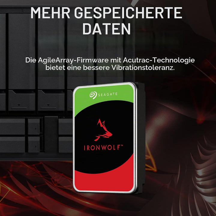 Seagate IronWolf 2 TB interne Festplatte NAS HDD, 3.5 Zoll, 5400 U/Min, CMR, 64 MB Cache, SATA 6 GB/
