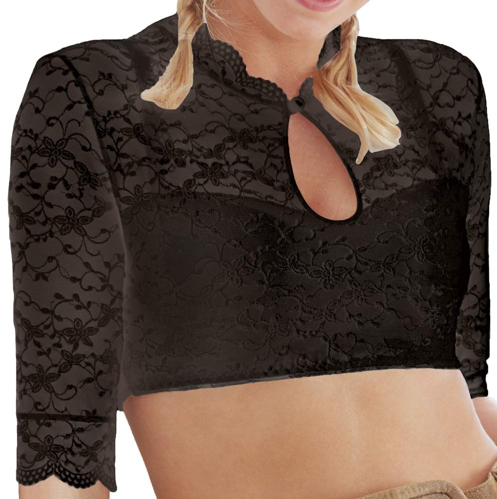 Nina von C Dirndlbluse 4846971 schwarz Spitze 3/4 Arm Grösse 32