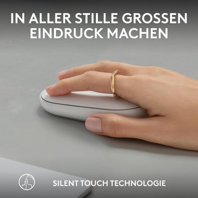 Logitech Pebble Mouse 2 M350s schlanke kabellose Bluetooth-Maus, mobil, leicht, anpassbare Taste, le