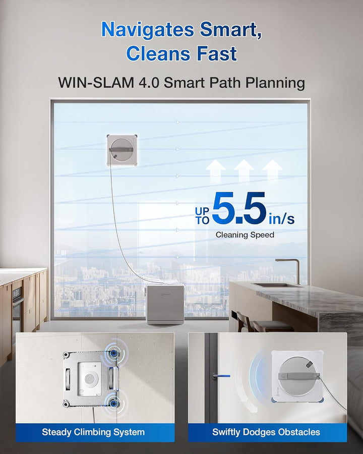 ECOVACS WINBOT W2S Omni Fensterreinigungsroboter, mit 6-in-1-Multifunktionsstation, TruEdge-zu-Rand-