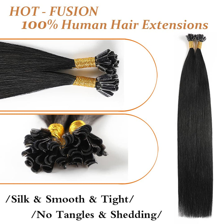 YILITE Bondings Extensions Echthaar 40cm 40g 50 Strähne Remy U Tip Extensions Echthaar Bondings Exte